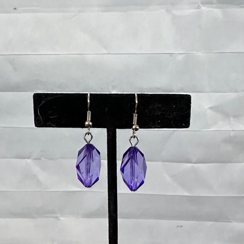 Elegant Purple Crystal Drop Earrings Costume Jewelry